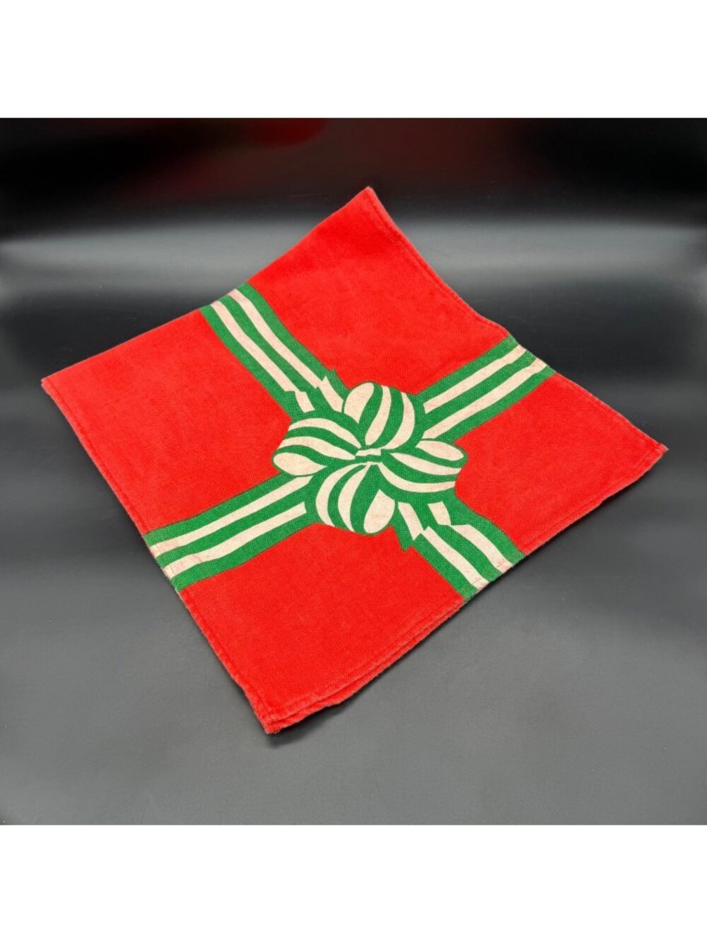 Vintage Christmas Table Runner Gift Bow Mid Century Modern Retro Bob Van Allen